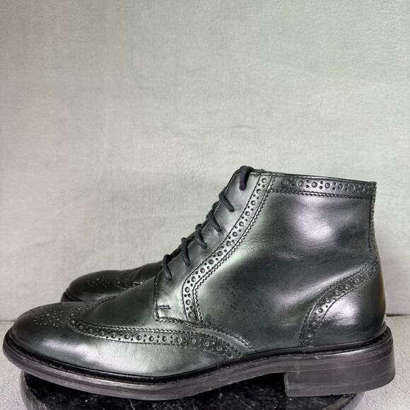 Cole Haan Chukka Boots Black Brogue Wingtip Leather Men's Size 9M US - Picture 1 of 8
